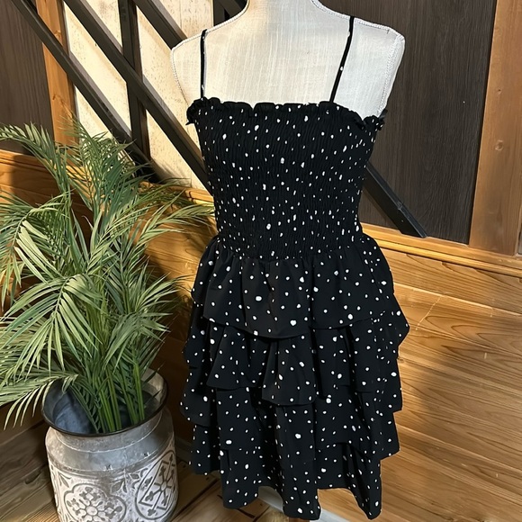 NWT She and Sky Polka Dot Mini Dress
black with white polka dots large - Picture 1 of 8